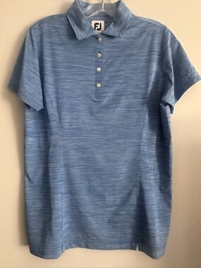 FootJoy Blue Heather Performance Golf Polo Stretch Shirt Women’s Medium